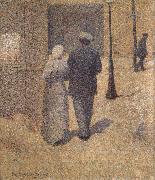 Charles Angrand Man and Woman in the Street oil